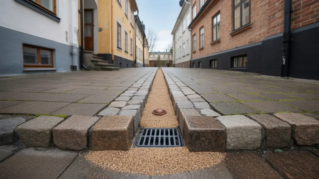 s ttsandlagd r nndal med sm gatsten l ngs innerg rd i s dermalm