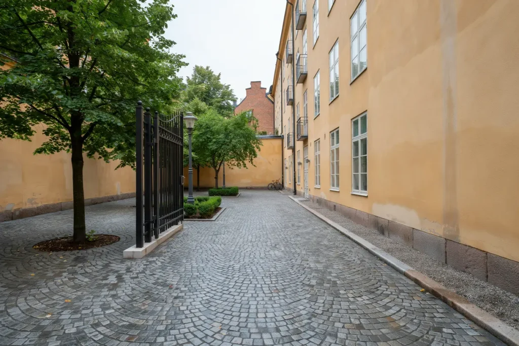 oml ggning av sm gatsten och kantzon vid g rdsinfart p s dermalm